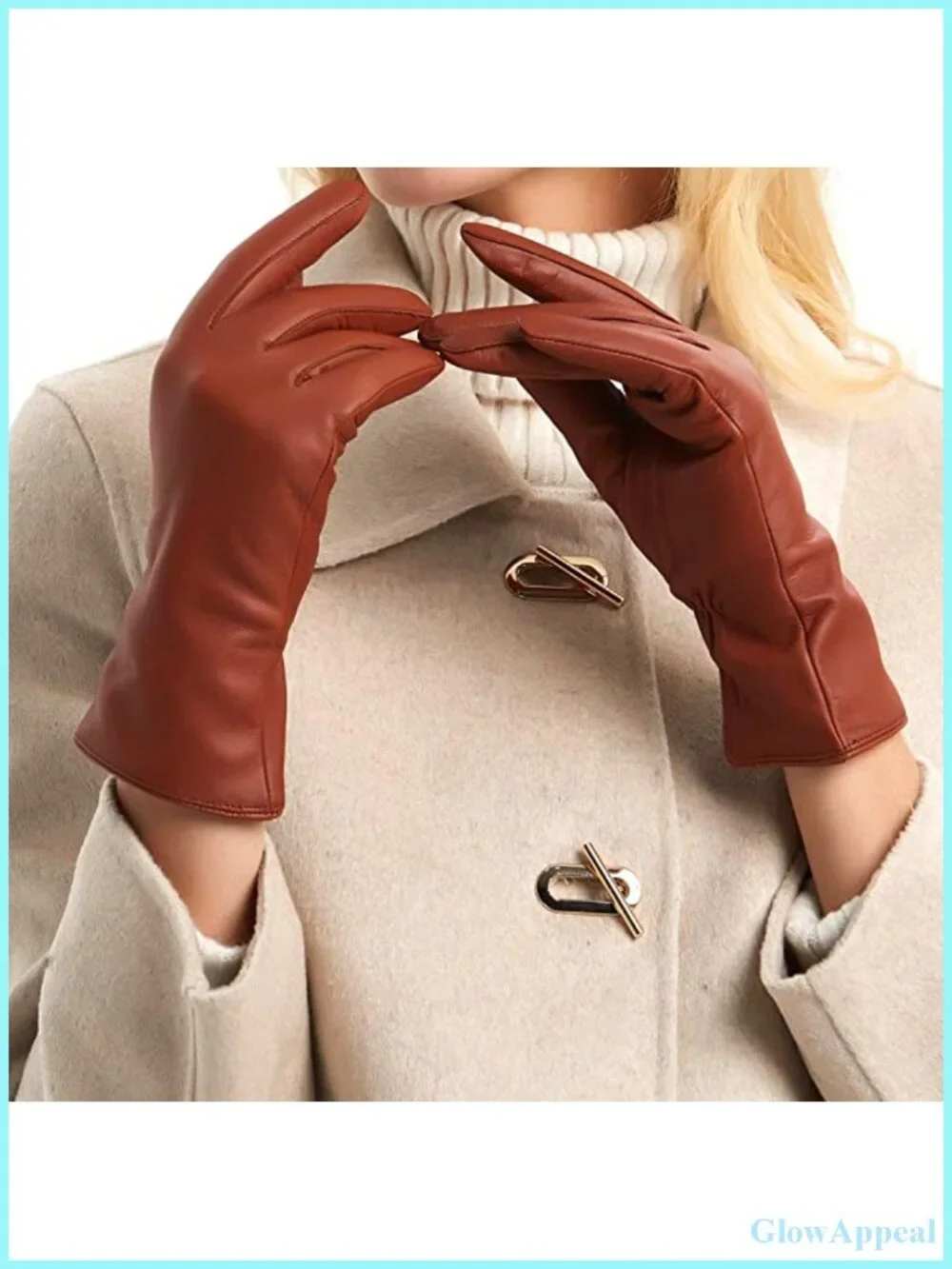 Women's Nappa Lambskin Leather Gloves Cashmere Lining Touchscreen Winter